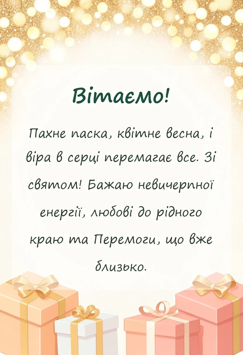 вітальна листівка - патріотичне привітання з великоднем