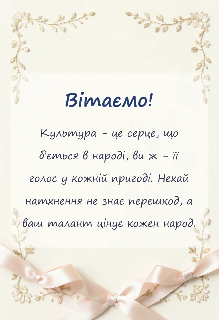 унікальна листівка - привітання працівникам культури