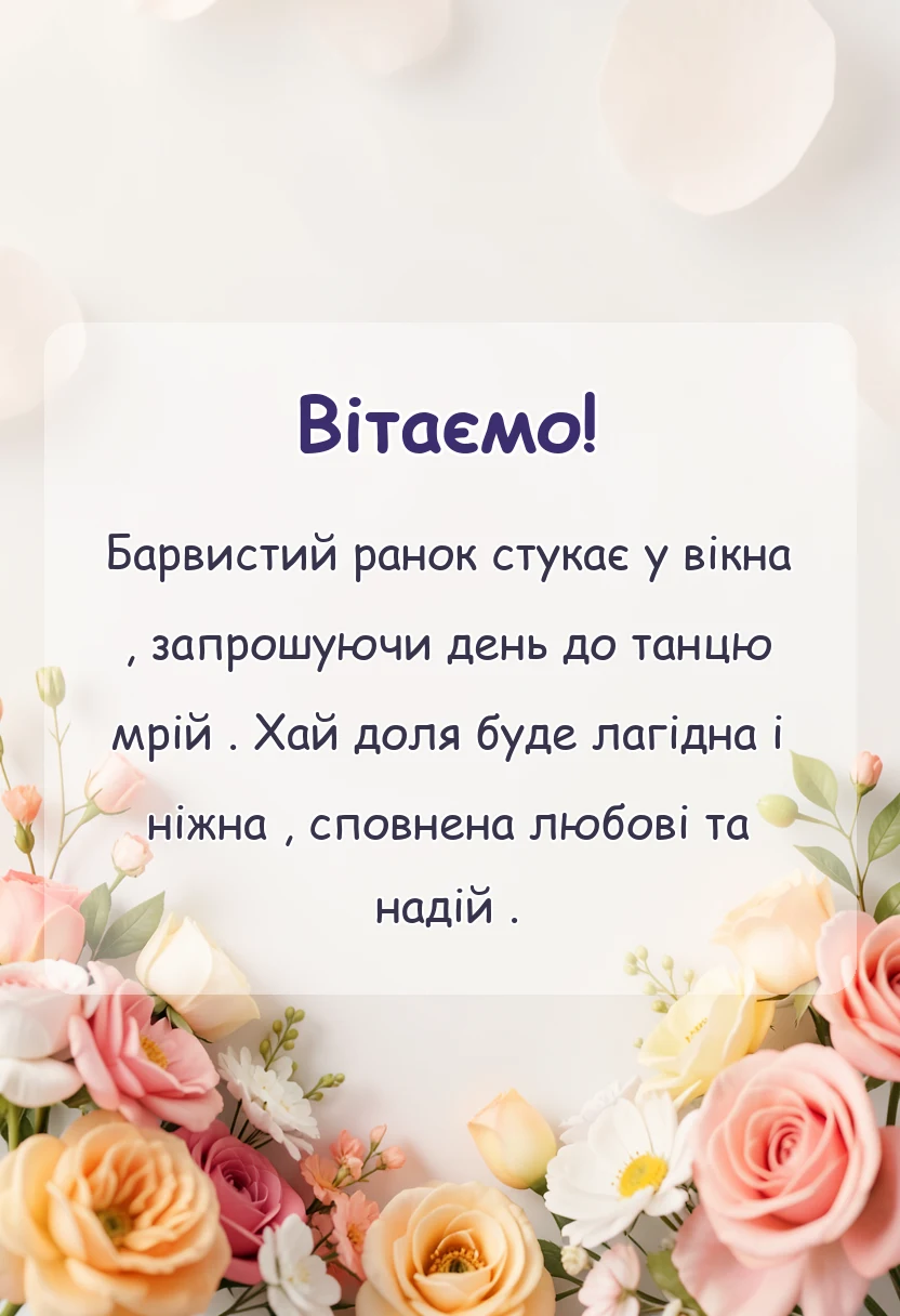 святкова картинка: гарне привітання з добрим ранком