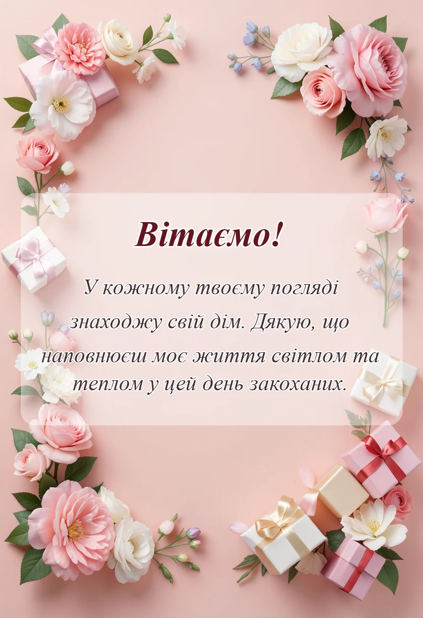 листівка з побажанням - привітання з днем закоханих в прозі