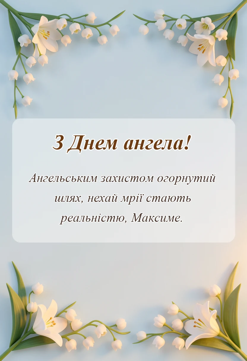 листівка з побажанням - день ангела максима