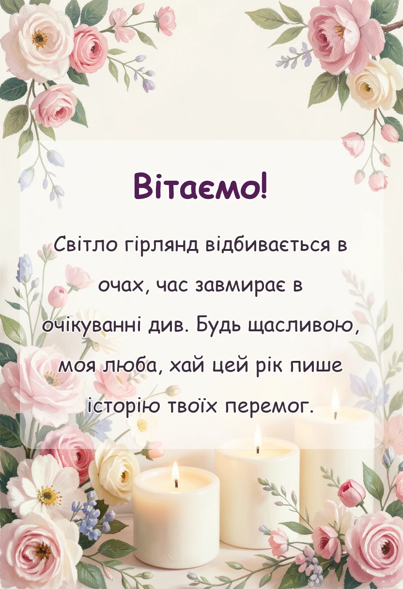 вітальна листівка - привітання подрузі з новим роком своїми словами