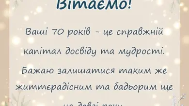 унікальна листівка - привітання з 70-річчям чоловікові