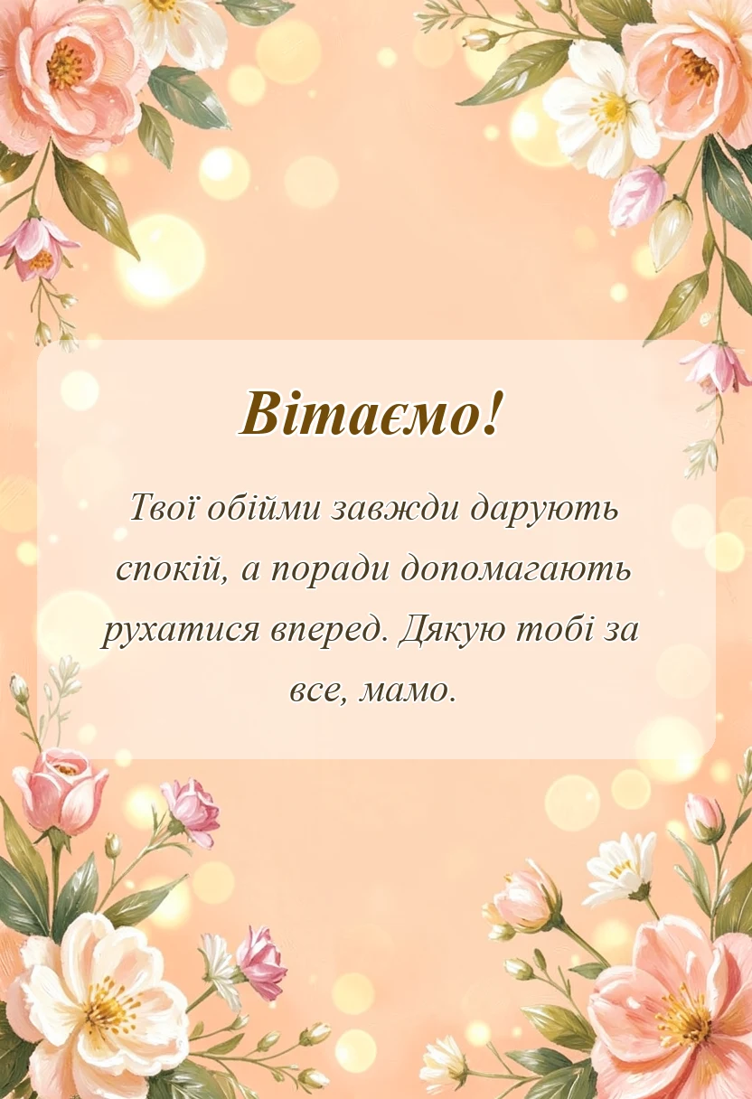 листівка з побажанням - привітання з днем матері своїми словами
