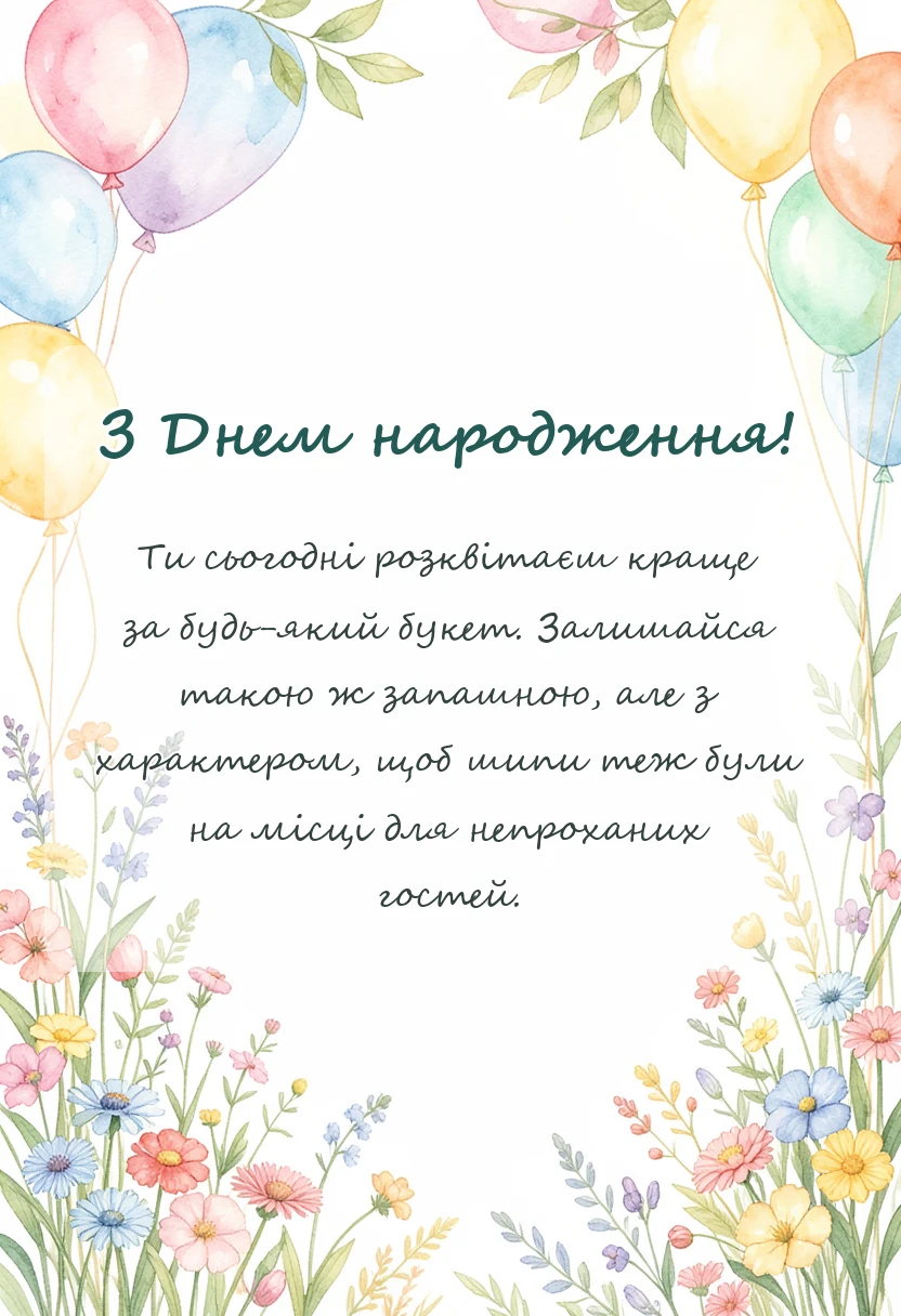 вітальна листівка - привітання з днем народження троянди листівки