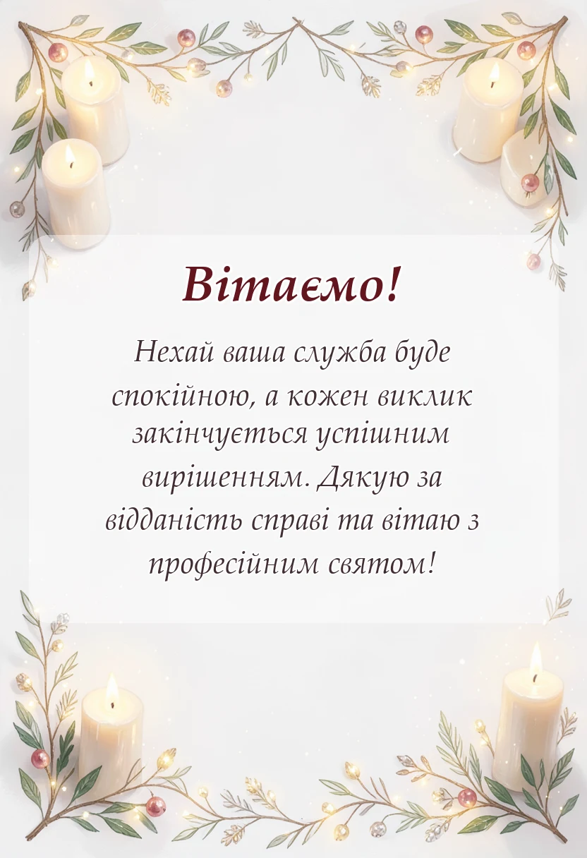 листівка з побажанням - привітання з днем поліції