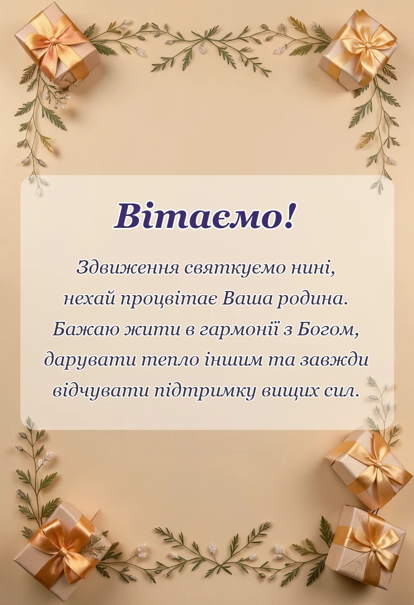 вітальна листівка - привітання з здвиженням