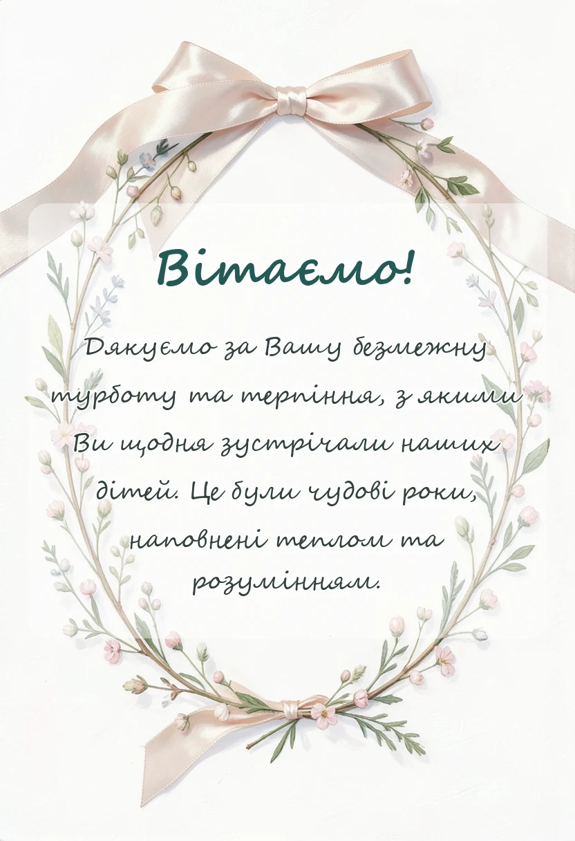 вітальна листівка - подяка вихователям на випускний в садочку