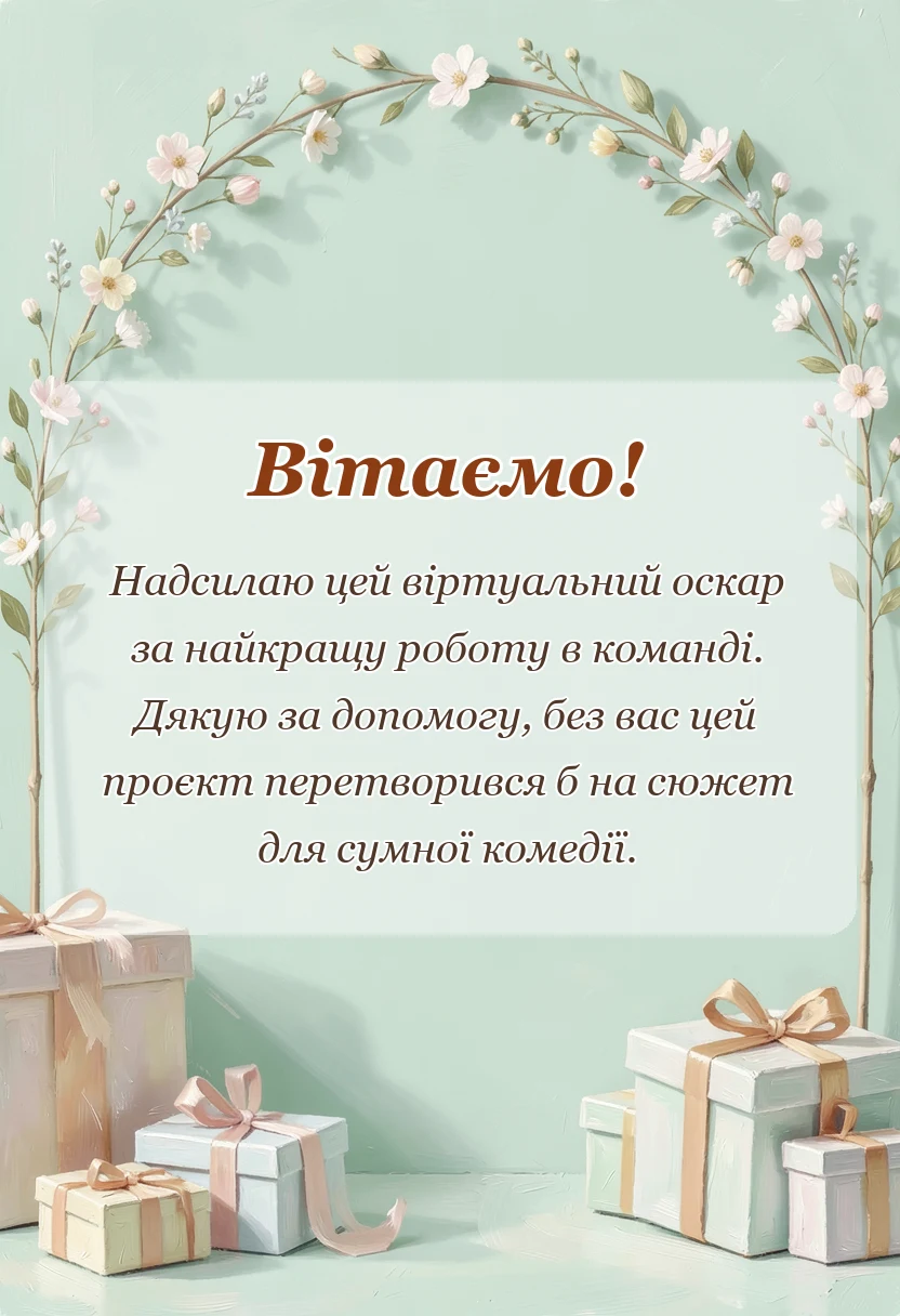 вітальна листівка - подяка за співпрацю