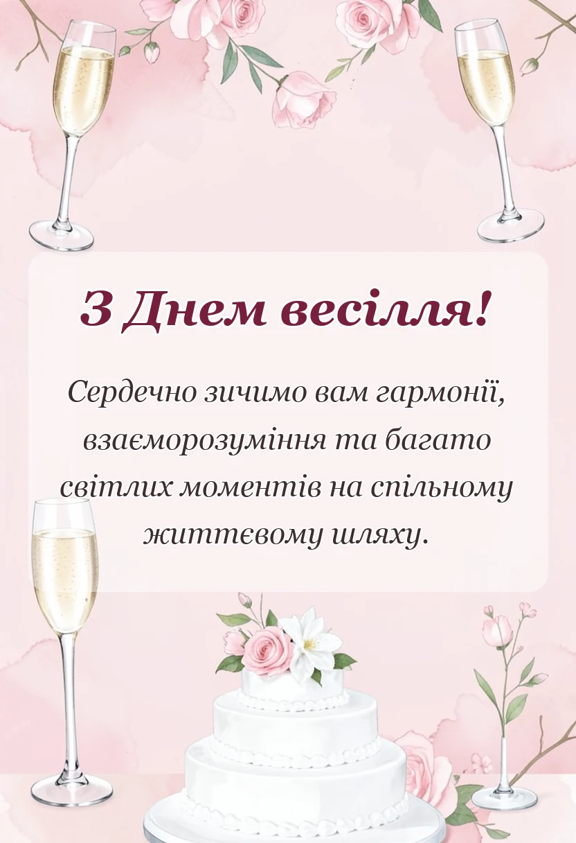 святкова картинка: привітання з весіллям