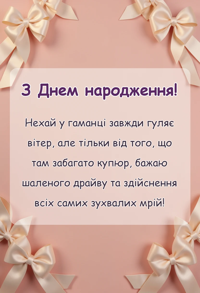 вітальна листівка - привітання з днем народження своїми словами прикольні