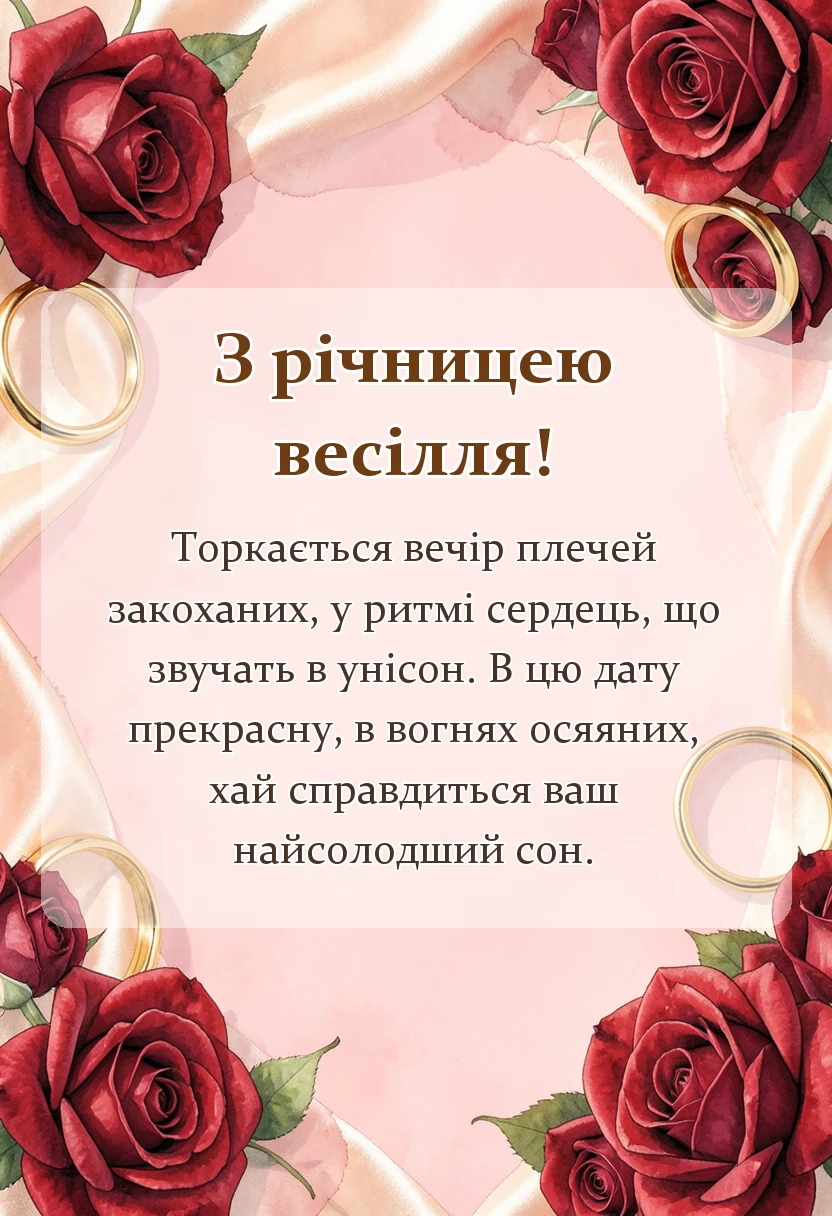 красива листівка: привітання з річницею подружнього життя