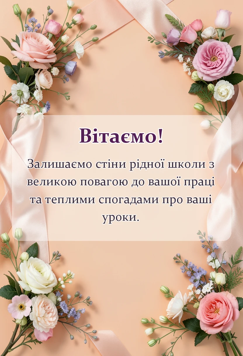 листівка з побажанням - подяка вчителям від випускників на останній дзвоник