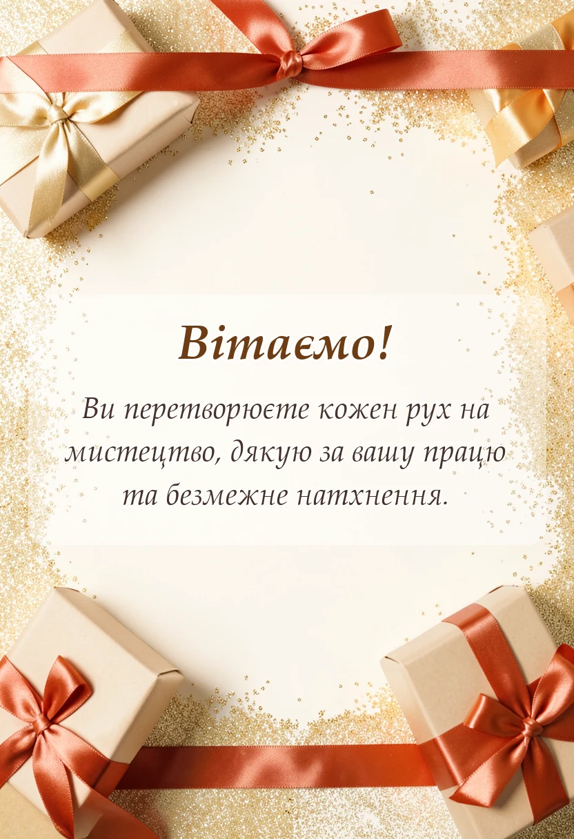 вітальна листівка - подяка хореографу своїми словами