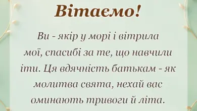 вітальна листівка - подяка батькам українською