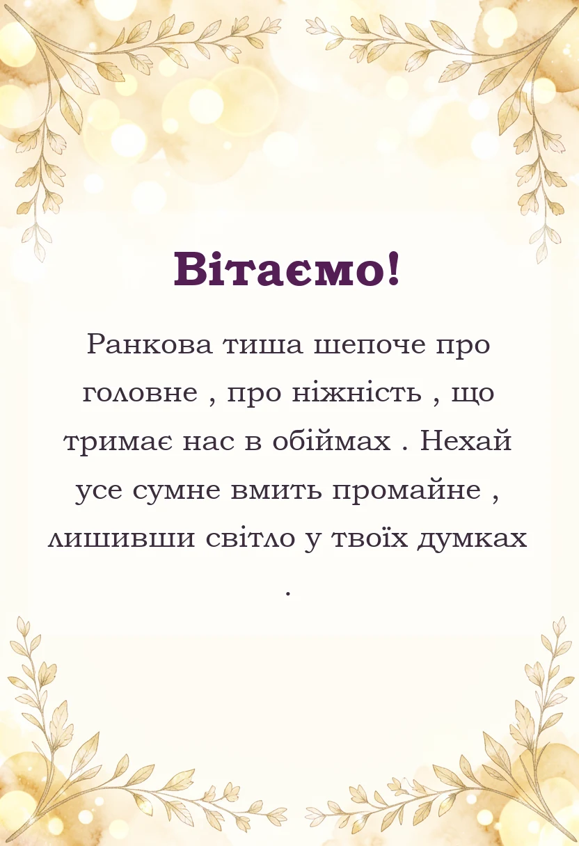 унікальна листівка - гарне привітання з добрим ранком
