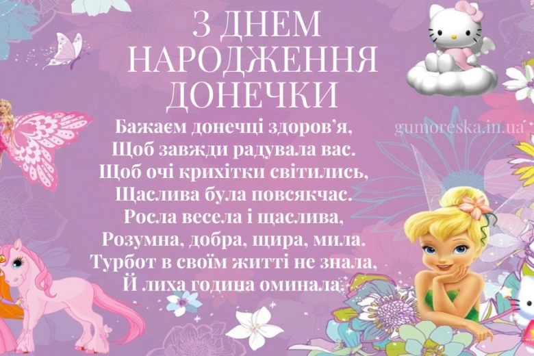 Привітання з днем народження донечки українською мовою.